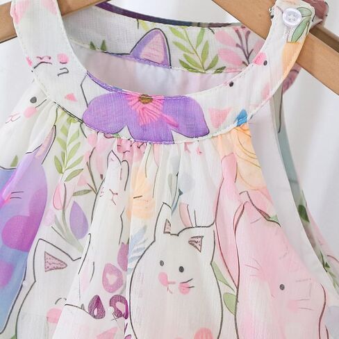Toddler Girl Casual Halter Sleeveless Chiffon Summer Dress Ruffle Flowy Princess Sundress 4-8 Years in Saudi Arabia