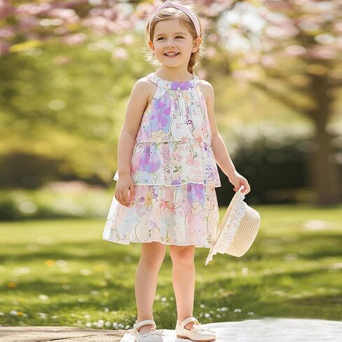 Toddler Girl Casual Halter Sleeveless Chiffon Summer Dress Ruffle Flowy Princess Sundress 4-8 Years in Saudi Arabia