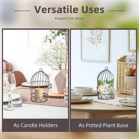 Decorative Black Birdcage Flower Rack Metal Adornment for Dining Table Home Decor Candlestick Stand for Table Festival Decoration in Kuwait