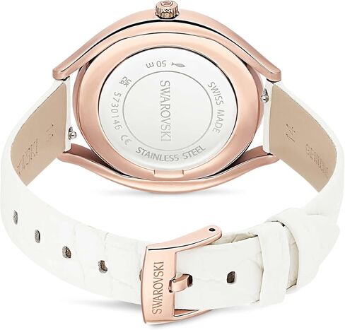 Swarovski Crystalline Aura Watch, Swiss Made, Leather Strap, White, Rose Gold-Tone Finish in Kuwait