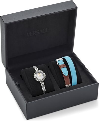 Versace La Greca Collection Luxury Womens Watch Timepieces with a Silver Bracelet and Dial Featuring a Stainless Steel Case in Kuwait