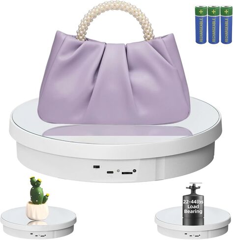 JAYEGT Motorized Rotating Display Stand, 16inch /44Lbs Load,Real Mirror Cover ，360 Degree Electric Rotating Turntable,Cup Display Turner Stand,Photography Products, Jewelry,Tumbler -Black in Saudi Arabia