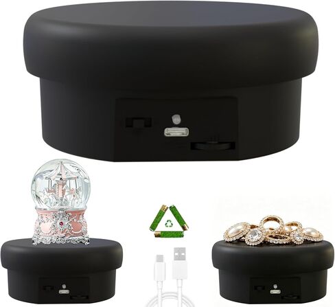 JAYEGT Motorized Rotating Display Stand ,4.7 inch/ 9Lbs Load , Spinning Display Stand for Jewelry,Watch,Tumbler ,360 Degree Electric Rotating Turntable for Photography Products, Online show-Black in Saudi Arabia