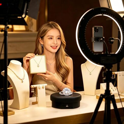 JAYEGT Motorized Rotating Display Stand ,4.7 inch/ 9Lbs Load , Spinning Display Stand for Jewelry,Watch,Tumbler ,360 Degree Electric Rotating Turntable for Photography Products, Online show-Black in Saudi Arabia