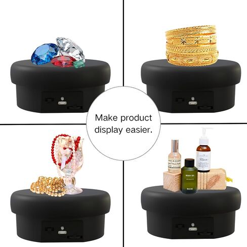 JAYEGT Motorized Rotating Display Stand ,4.7 inch/ 9Lbs Load , Spinning Display Stand for Jewelry,Watch,Tumbler ,360 Degree Electric Rotating Turntable for Photography Products, Online show-Black in Saudi Arabia