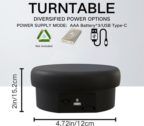 JAYEGT Motorized Rotating Display Stand ,4.7 inch/ 9Lbs Load , Spinning Display Stand for Jewelry,Watch,Tumbler ,360 Degree Electric Rotating Turntable for Photography Products, Online show-Black in Saudi Arabia