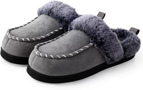 Sunporx Men’s House Slippers Breathable Moccasins Slip on Warm Fuzzy Comfy Memory Foam Wide Widths Bedroom Outdoor Slippers in Saudi Arabia