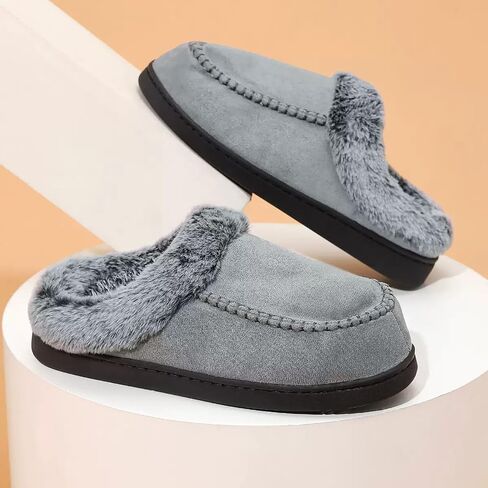 Sunporx Men’s House Slippers Breathable Moccasins Slip on Warm Fuzzy Comfy Memory Foam Wide Widths Bedroom Outdoor Slippers in Saudi Arabia