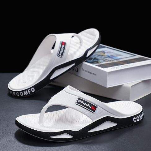Flip-Flops for Men Breathable Non-Slip Summer Beach Quick-Drying Shower Slippers Indoor Outdoor Unisex Shower Shoes White in Kuwait