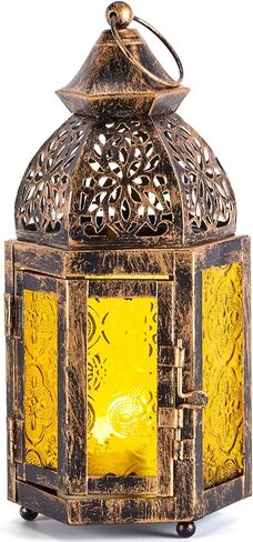 IMAGE Moroccan Hanging Candle Lanterns, 8.3x4 Inch Moroccan Birdcage Holders with Glass Creative Indoor/Outdoor Lighting for Wedding, Ramadan, Christmas, Patio, Garden, Home Tabletop Decor in Saudi Arabia