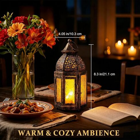 IMAGE Moroccan Hanging Candle Lanterns, 8.3x4 Inch Moroccan Birdcage Holders with Glass Creative Indoor/Outdoor Lighting for Wedding, Ramadan, Christmas, Patio, Garden, Home Tabletop Decor in Saudi Arabia