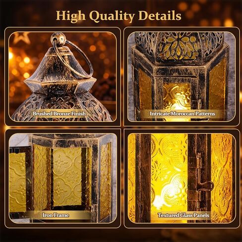 IMAGE Moroccan Hanging Candle Lanterns, 8.3x4 Inch Moroccan Birdcage Holders with Glass Creative Indoor/Outdoor Lighting for Wedding, Ramadan, Christmas, Patio, Garden, Home Tabletop Decor in Saudi Arabia