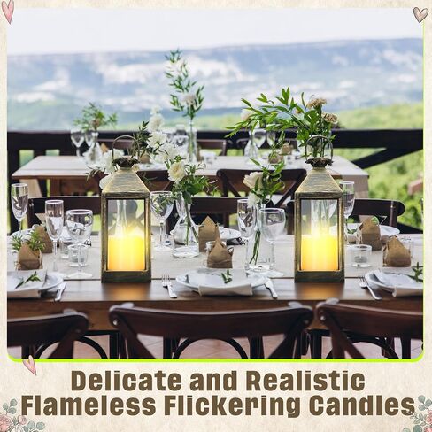 8 Pcs 10.6 Inch Decorative Candle Lanterns Bulk for Centerpieces Wedding Indoor Outdoor with LED Flameless Flickering Candle Hanging Farmhouse Lanterns Battery Powered for Party(Bronze) in Saudi Arabia