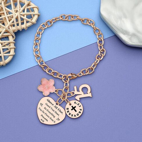 15 Year Old Girl Bracelet 15th Birthday Bracelet Gift for Girl Women Daughter 15 Year Old Girls Gifts Christian 15th Birthday Gift for Granddaughter Sister Niece Stainless Steel Bracelets Christmas in Kuwait