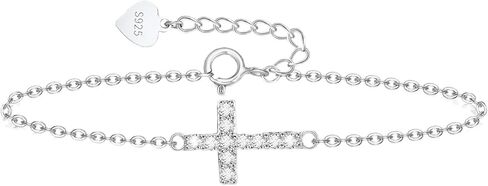 925 Sterling Silver Cross Bracelet for Girls - Faith Cross Bracelets for Kids Small Dainty Inspirational Jewelry Gifts, Baptism Birthday First Communion Easter in Saudi Arabia