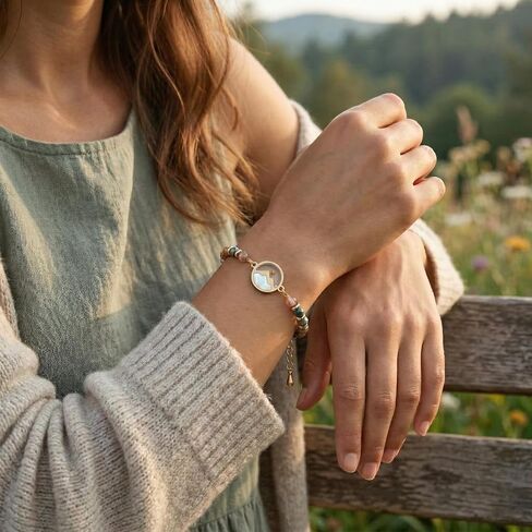 Gold Moving Mountains Mustard Seed Natural Stone Beaded Bracelet, Inspirational Christian Gifts for Teen Girls & Women in Saudi Arabia