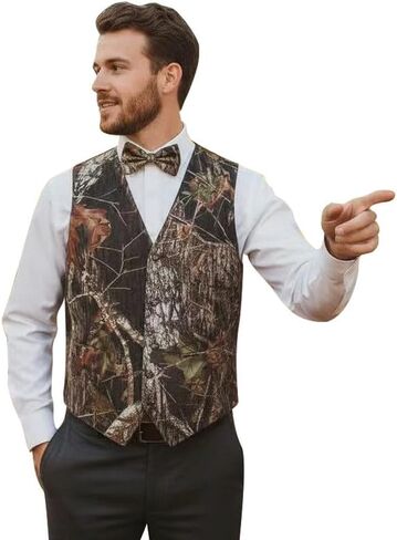 Men's Camouflage Vest with Tie Black Satin Back Trim Casual Outdoor Wear in Saudi Arabia