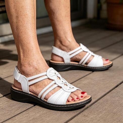 Womens Flat Sandals Comfort Walking Orthopedic Sandals Non-Slip Casual Summer Shoes for Camping Travel Shopping in Kuwait