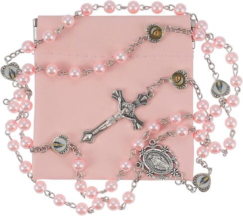 Rosary Beads Catholic, Rosary Necklace with Leather Pouch with Magnetic Top Bag for Men and Women Christian Gifts in Saudi Arabia