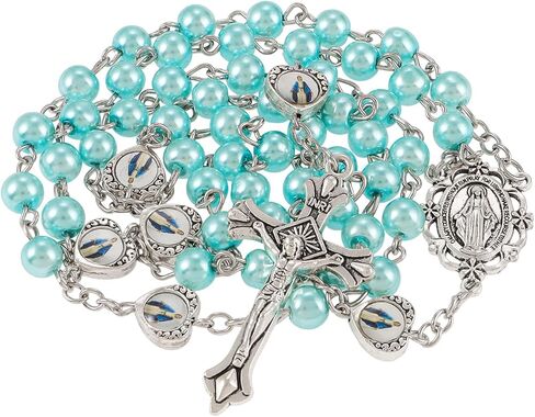 Rosary Beads Catholic, Rosary Necklace with Leather Pouch with Magnetic Top Bag for Men and Women Christian Gifts in Saudi Arabia