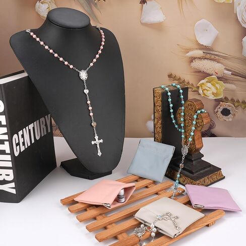 Rosary Beads Catholic, Rosary Necklace with Leather Pouch with Magnetic Top Bag for Men and Women Christian Gifts in Saudi Arabia