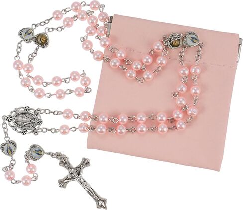 Rosary Beads Catholic, Rosary Necklace with Leather Pouch with Magnetic Top Bag for Men and Women Christian Gifts in Saudi Arabia