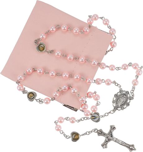 Rosary Beads Catholic, Rosary Necklace with Leather Pouch with Magnetic Top Bag for Men and Women Christian Gifts in Saudi Arabia