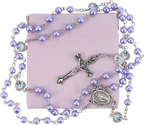 Rosary Beads Catholic, Rosary Necklace with Leather Pouch with Magnetic Top Bag for Men and Women Christian Gifts in Saudi Arabia
