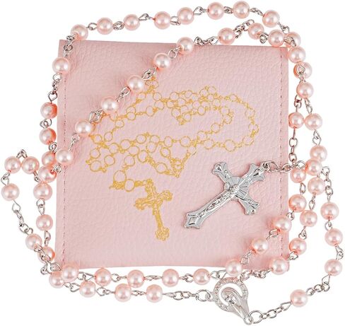 Rosary Beads Catholic, Rosary Necklace with Leather Pouch with Magnetic Top Bag for Men and Women Christian Gifts in Saudi Arabia