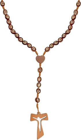 The Book of Kells Wooden Rosary Beads with Evangelist Images, Tau Cross, and Heart-Shaped Centrepiece (7.08" × 4.72" × 0.59") in Saudi Arabia