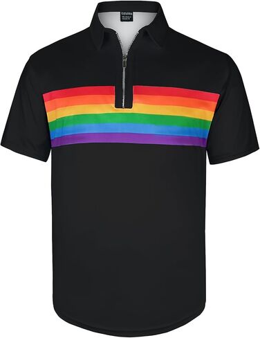 Mens Novelty Striped Golf Polo Shirt Short Sleeve Shirts in Saudi Arabia