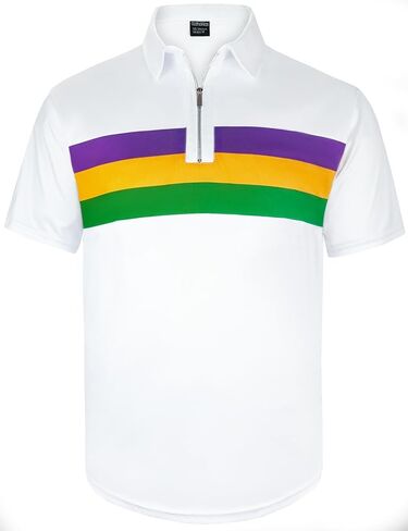 Mens Novelty Striped Golf Polo Shirt Short Sleeve Shirts in Saudi Arabia