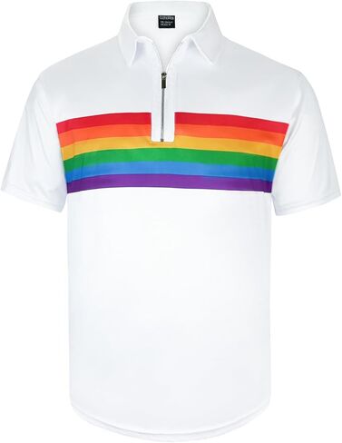 Mens Novelty Striped Golf Polo Shirt Short Sleeve Shirts in Saudi Arabia