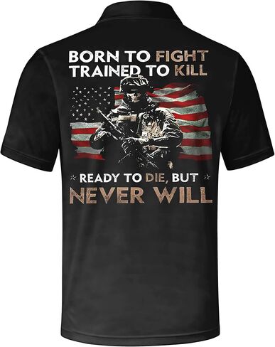 Men's Patriotic Print Polo Shirt, Tough Guy Slogan Graphic, Short Sleeve, Casual Slim Fit, Summer Daily Top in Saudi Arabia
