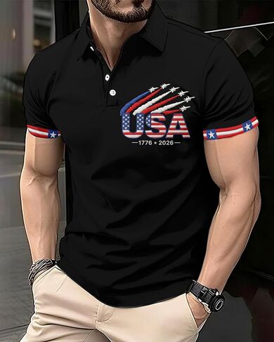 Men's Golf Polo Shirt, Funny Character Graphic Print, All-Over Print, Short Sleeve, Regular Fit in Saudi Arabia