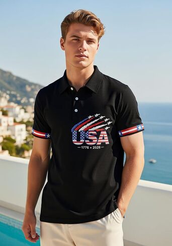 Men's Golf Polo Shirt, Funny Character Graphic Print, All-Over Print, Short Sleeve, Regular Fit in Saudi Arabia