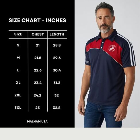 Malham USA Polo Shirt - Officially Licensed USMC Shirt for Men - Navy in Saudi Arabia