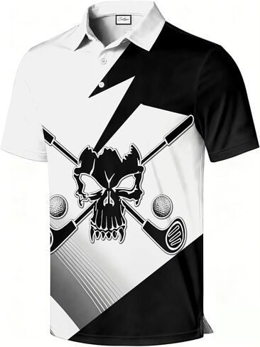 Men's Golf Polo Shirt, Funny Character Graphic Print, All-Over Print, Short Sleeve, Regular Fit in Saudi Arabia