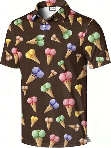 Men's Polo Shirt, Eye Catching Funny Print, Short Sleeve, Novelty Pattern Printed Polo Top in Saudi Arabia