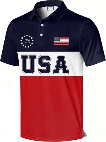 Men's Golf Polo Shirt, Funny Character Graphic Print, All-Over Print, Short Sleeve, Regular Fit in Saudi Arabia