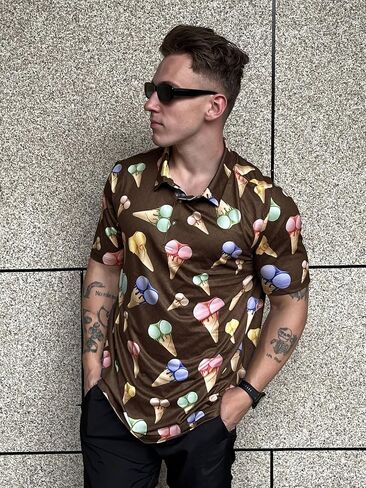 Men's Polo Shirt, Eye Catching Funny Print, Short Sleeve, Novelty Pattern Printed Polo Top in Saudi Arabia