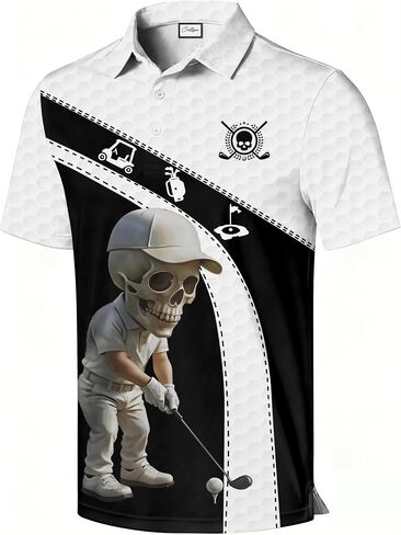 Men's Golf Polo Shirt, Funny Character Graphic Print, All-Over Print, Short Sleeve, Regular Fit in Saudi Arabia