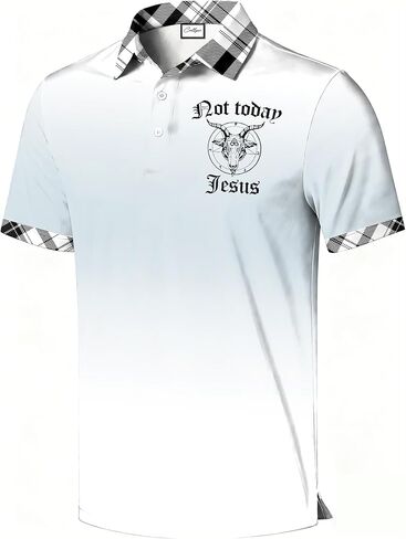 Men's Golf Polo Shirt, Faith Cross Print, Short Sleeve, Christian Graphic All-Over Print, Regular Fit in Kuwait