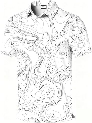 Men's Golf Polo Shirt, Stylish Casual Print, Short Sleeve, Classic Collar, Relaxed Regular Fit in Saudi Arabia