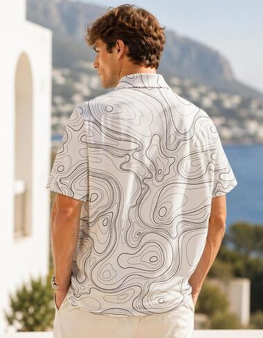 Men's Golf Polo Shirt, Stylish Casual Print, Short Sleeve, Classic Collar, Relaxed Regular Fit in Saudi Arabia