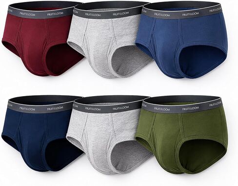 Fruit of the Loom Men's Breathable Cotton Micro-Mesh Briefs, 6 Pack - 6 Pack - Assorted Large in Kuwait