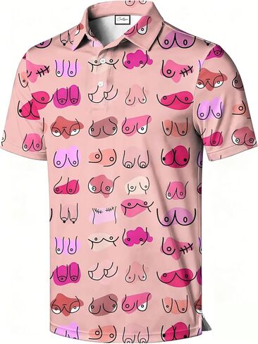 Men's Polo Shirt, Eye Catching Funny Print, Short Sleeve, Novelty Pattern Printed Polo Top in Saudi Arabia
