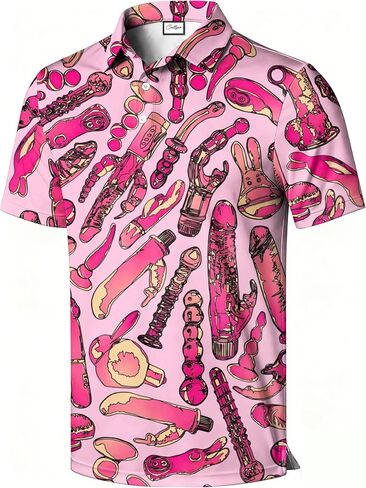 Men's Polo Shirt, Eye Catching Funny Print, Short Sleeve, Novelty Pattern Printed Polo Top in Saudi Arabia