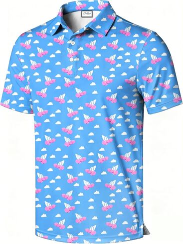 Men's Polo Shirt, Eye Catching Funny Print, Short Sleeve, Novelty Pattern Printed Polo Top in Saudi Arabia