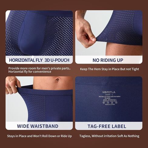Upgrade Bamboo Boxer Briefs Breathable Mens Underwear Soft Comfortable Underwear with Pouch for Men 5 Pack in Saudi Arabia